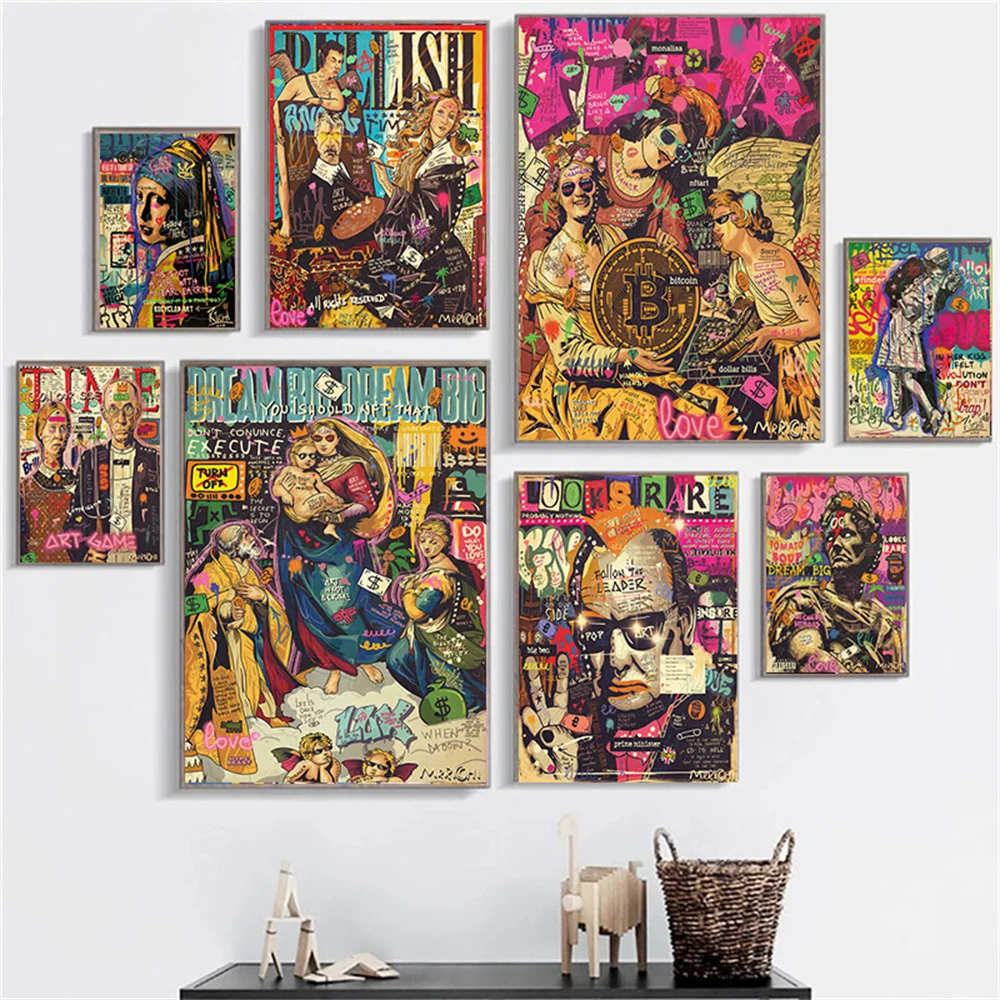 

Modern Portrait Canvas Painting Street Graffiti Pop Art Poster Print Wall Picture For Living Room Corridor Home Decor Frameless