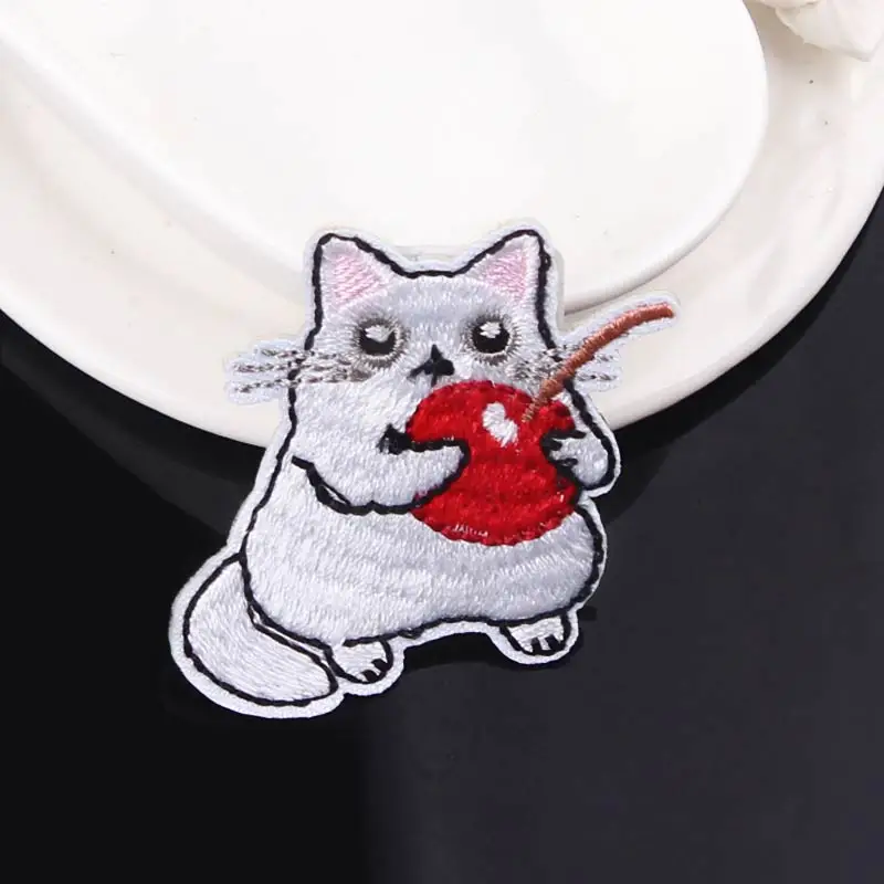 Нашивки сделай сам с милым котом Высококачественная вышивка нашивка для одежды