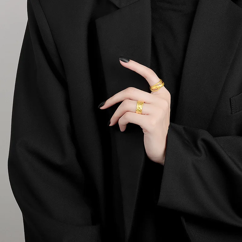 100% 925 Серебряное кольцо для женщин матовый слоистая Золотая Цвет INS