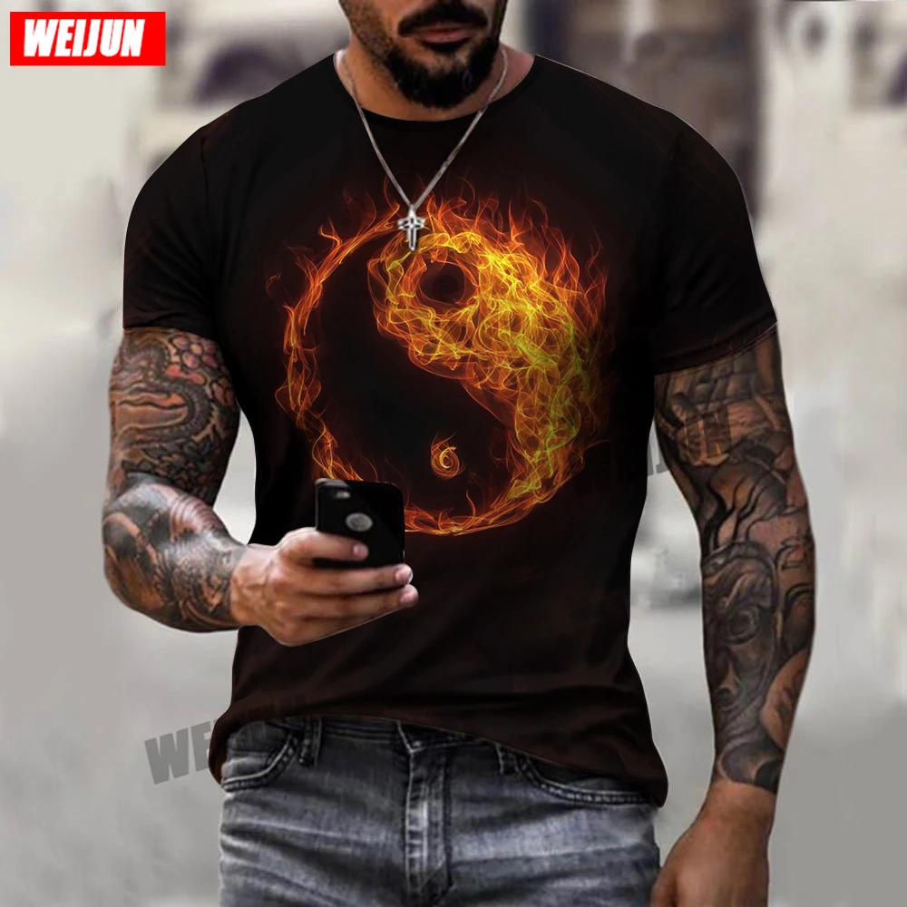 

Summer 2021 Retro Minimalist Aurora T-shirt Men's 3D-printed traditional graphic T-shirt Fashion casual T-shirt