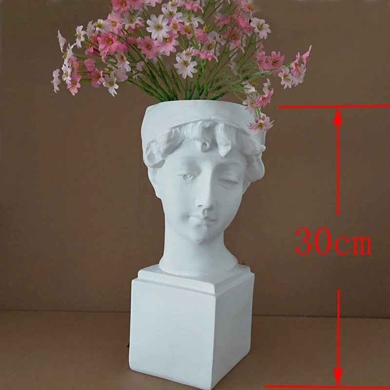 

Resin Imitation Plaster Western Famous Sculpture Head Vase Character Statue Vase Succulents Flower Pot Cylinder Home Decoration