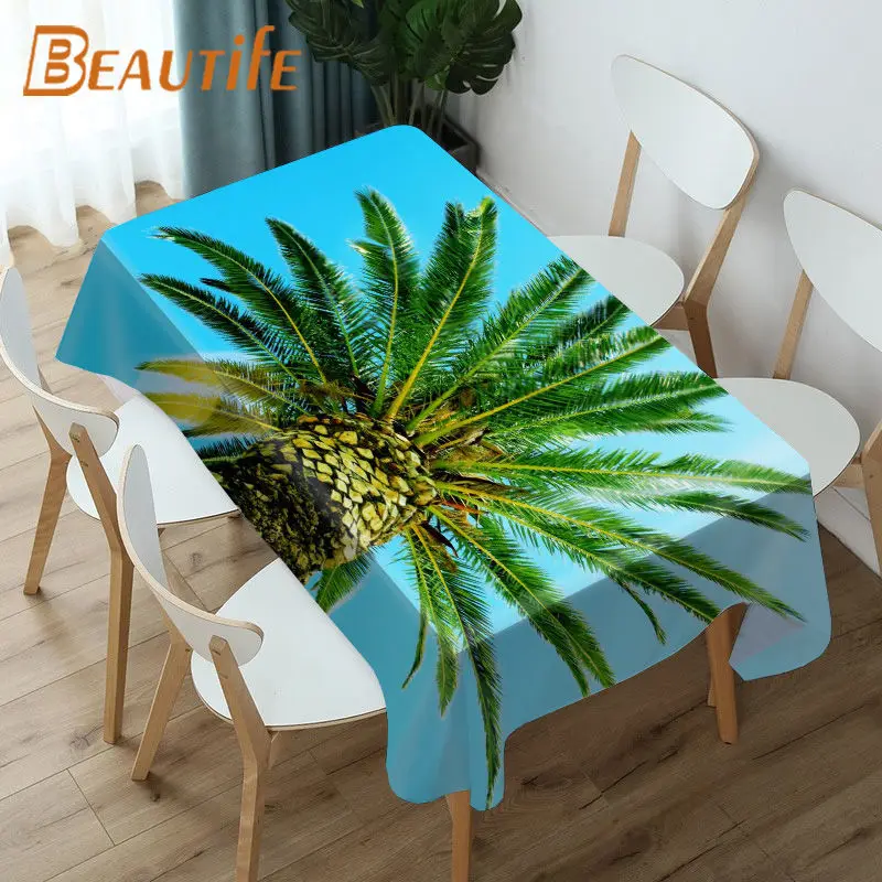 

Custom Palms Beach Wedding Tablecloth Bouquet Table Table Cloth Birthday Party Dinner For Home Kitchen Decortion 0820