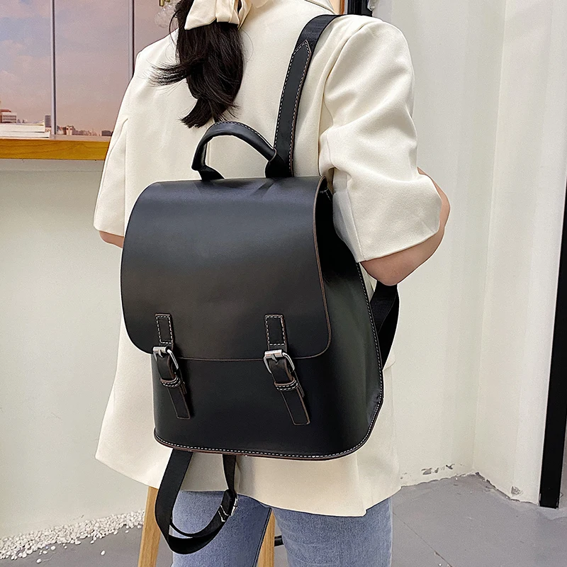 

HOCODO Quality PU Women Backpack Multifunction Shoulder Bag Female Solid Color Backpack For Teenage High Capacity Laptop Bag