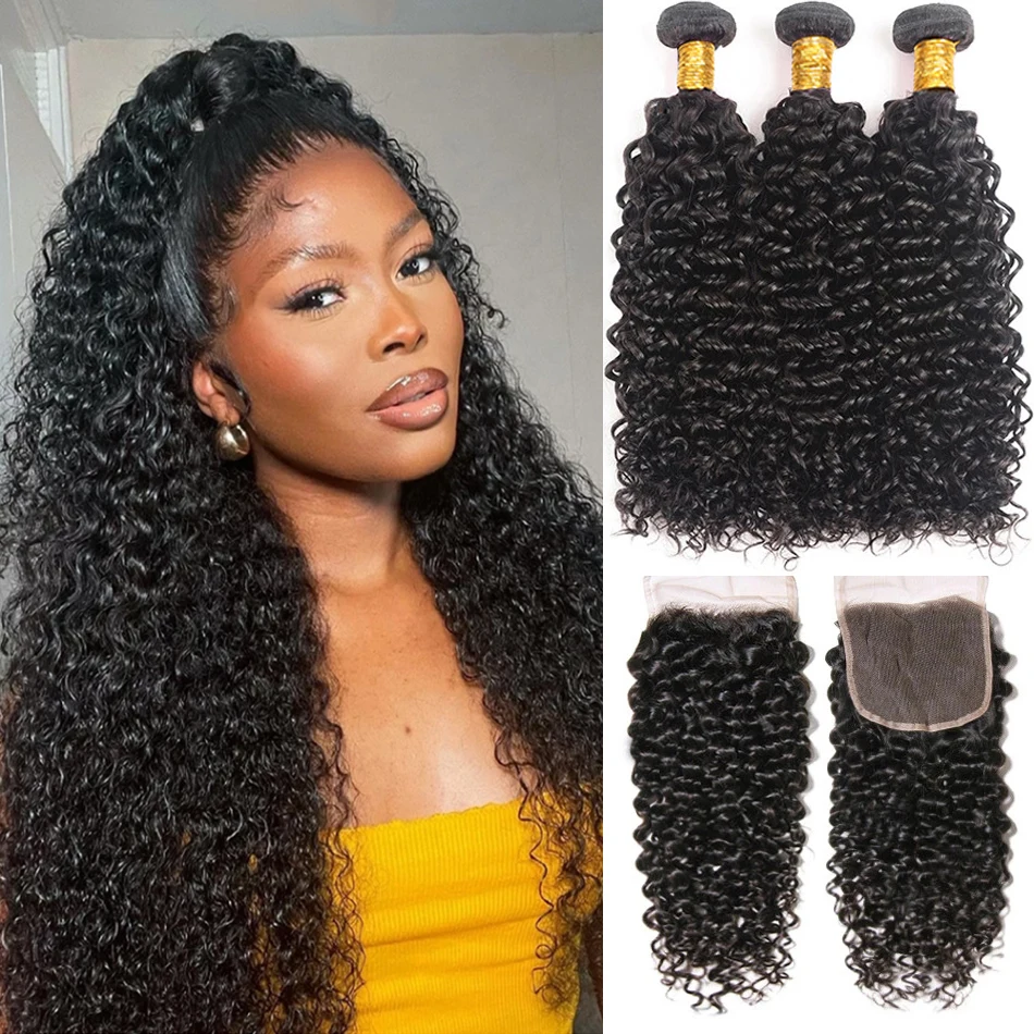 

Afro Kinky Curly Bundles With Closure 3 Bundles With Closure 4x4 Virgin Brazilian deep wave Bundles With Lace Closure alipear