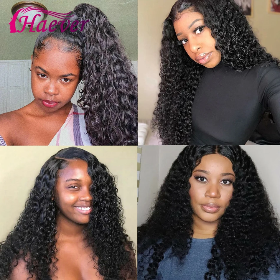 Haever Kinky Curly парик фронта шнурка человеческих волос парики 13x4 предварительно выщипанные бразильские новые волосы 180% Плотность фронтальный парик шнурка Haever Virgin