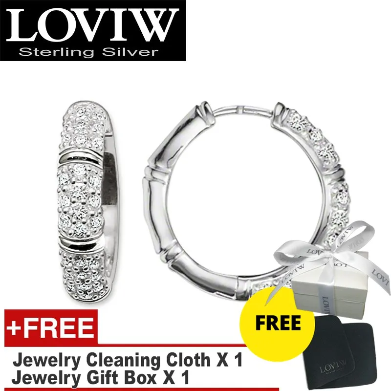 Серьги-кольца женские из белого бамбука креольского цвета стерлингового серебра