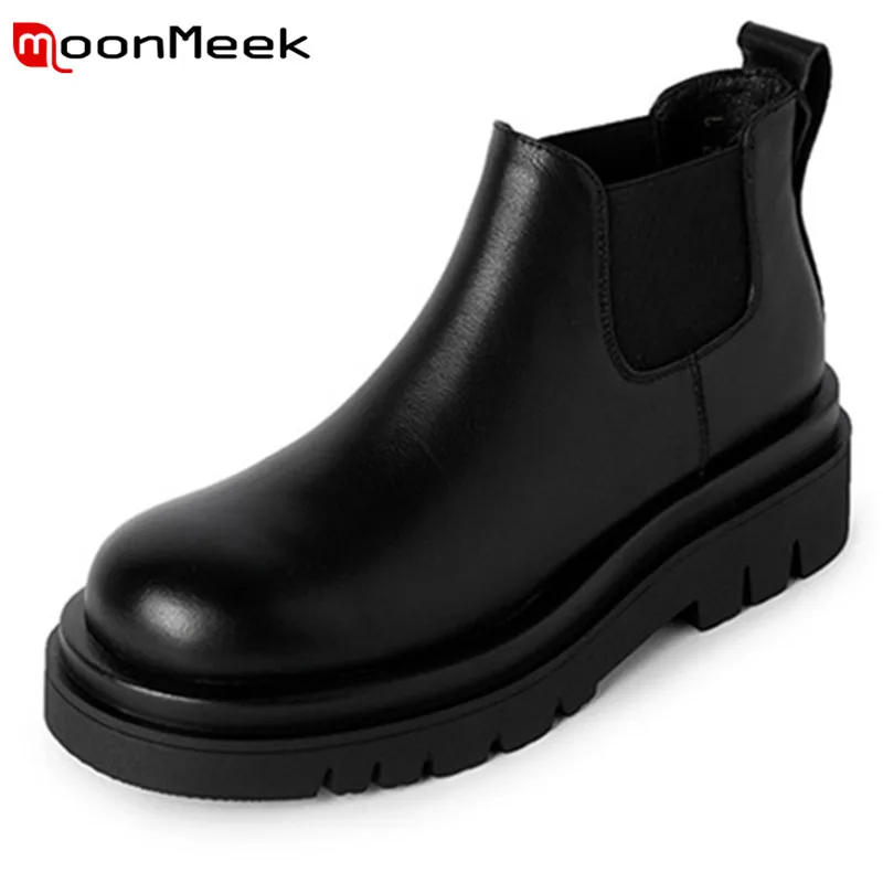 

Женские ботинки челси из натуральной кожи, без застежки, на плоской платформе