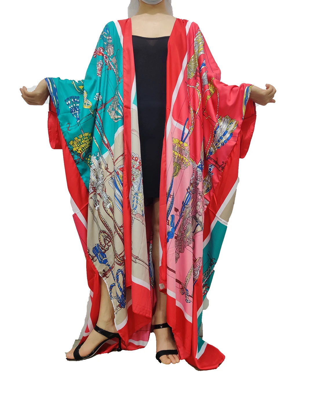 

Winni 2021 New Excellent Floral Summer fallon Kimono For Women Dashiki African Holiday Swimming Wear Silk Kaftan Kimono