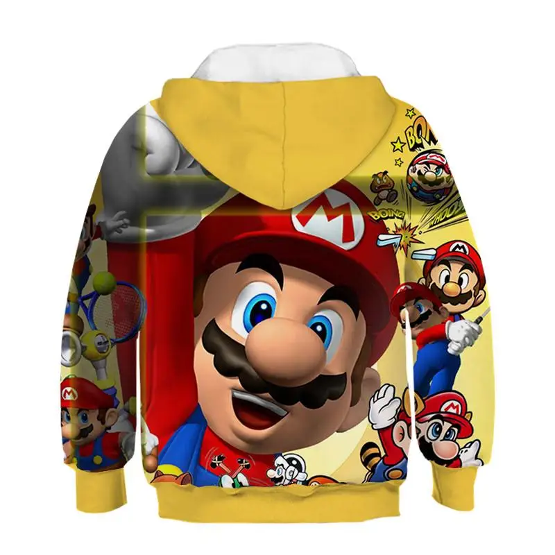 Ведущая игра Super Mario Bros. Толстовка с капюшоном с 3d принтом для мальчиков и девочек; модная Забавная детская толстовка с изображением Луиджи Марио