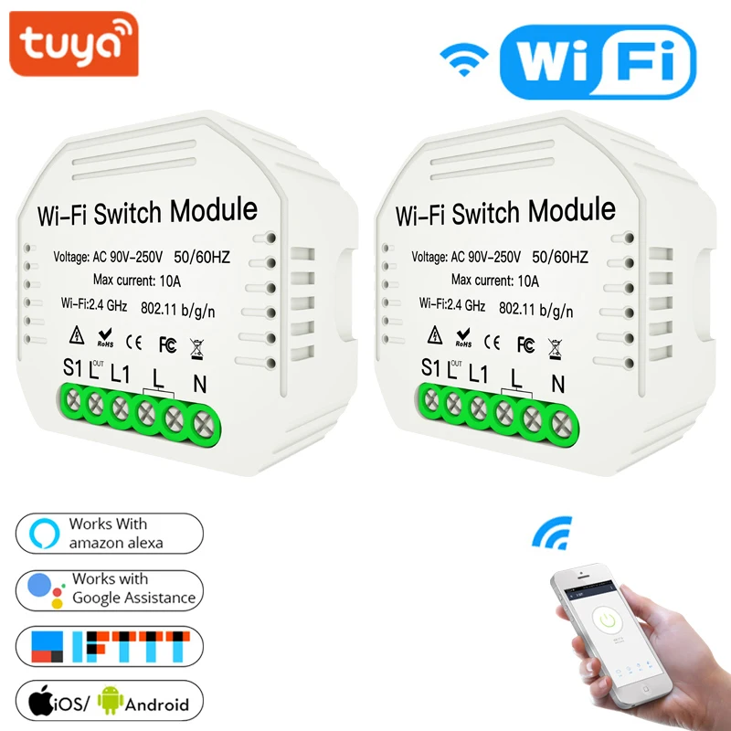 Tuya Wifi дистанционный переключатель освещения Мини Diy выключатель модуль Smart Life/Tuya