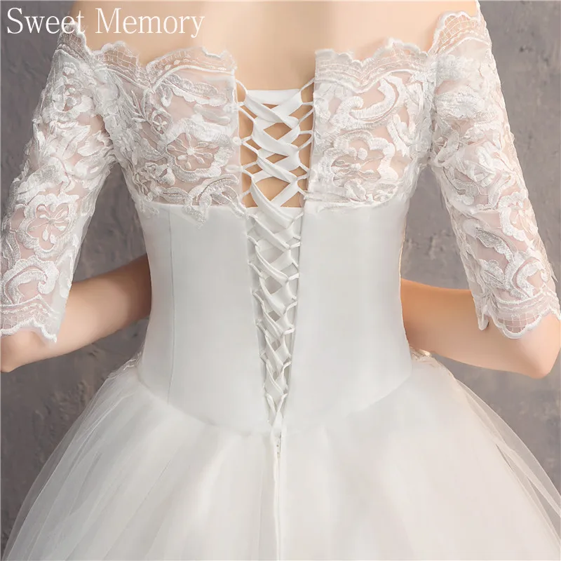 

Sweet Memory Half Sleeve Wedding Dresses 2021 Embroidery White Lace Dress Women Long Vestidos Plus Size Robe De Princesse Fille