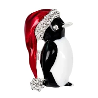 oi christmas animal brooch cute penguin corsage for women kids clothes hat hijab pin christmas winter animal accessories gifts