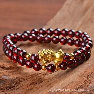 

Two circles of Garnet Bracelet Beads 6 mm Rose ferret bracelet. Best gifts for mothers, girlfriends and girls.