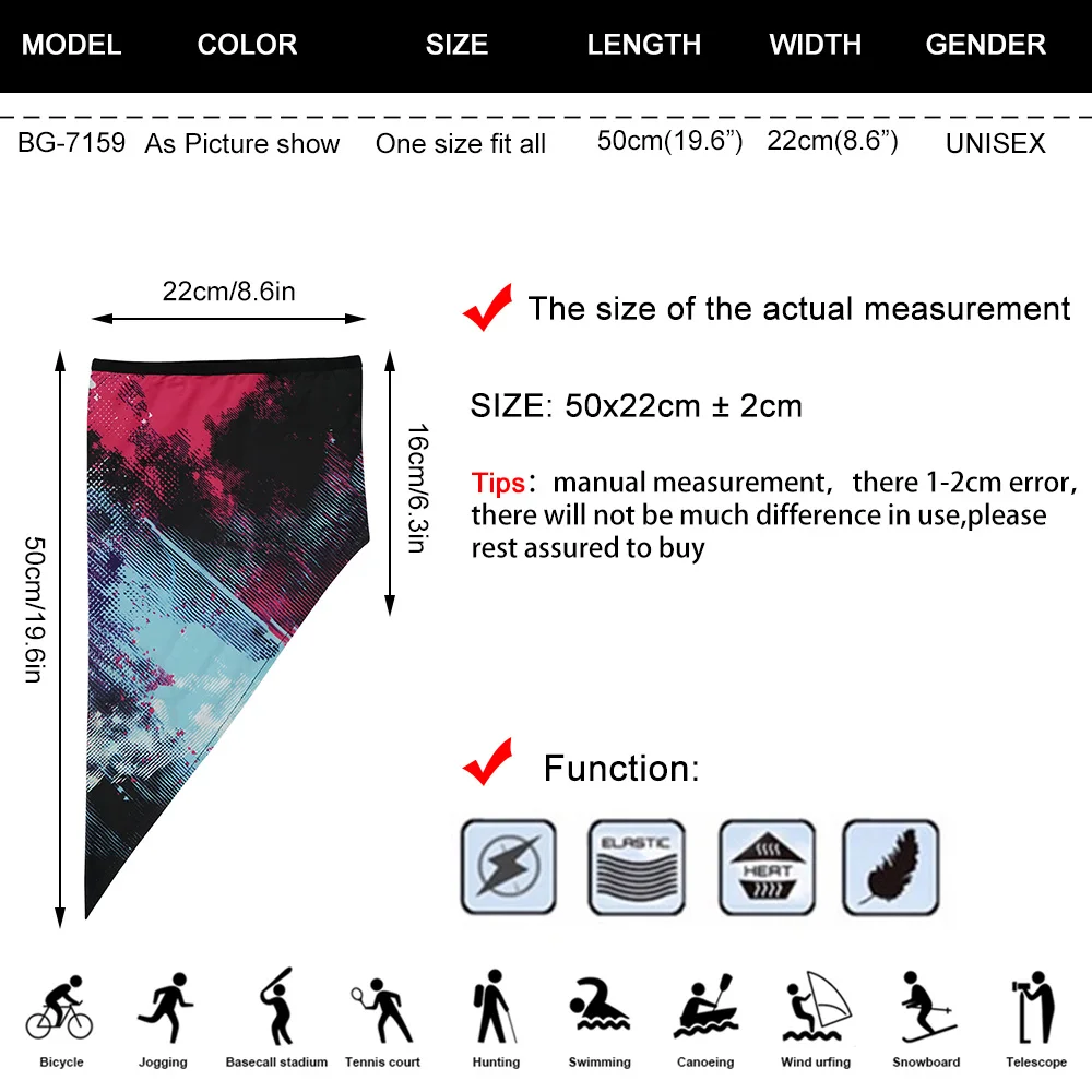 Мотоциклетная полумаска для лица треугольная бандана пешего туризма кемпинга