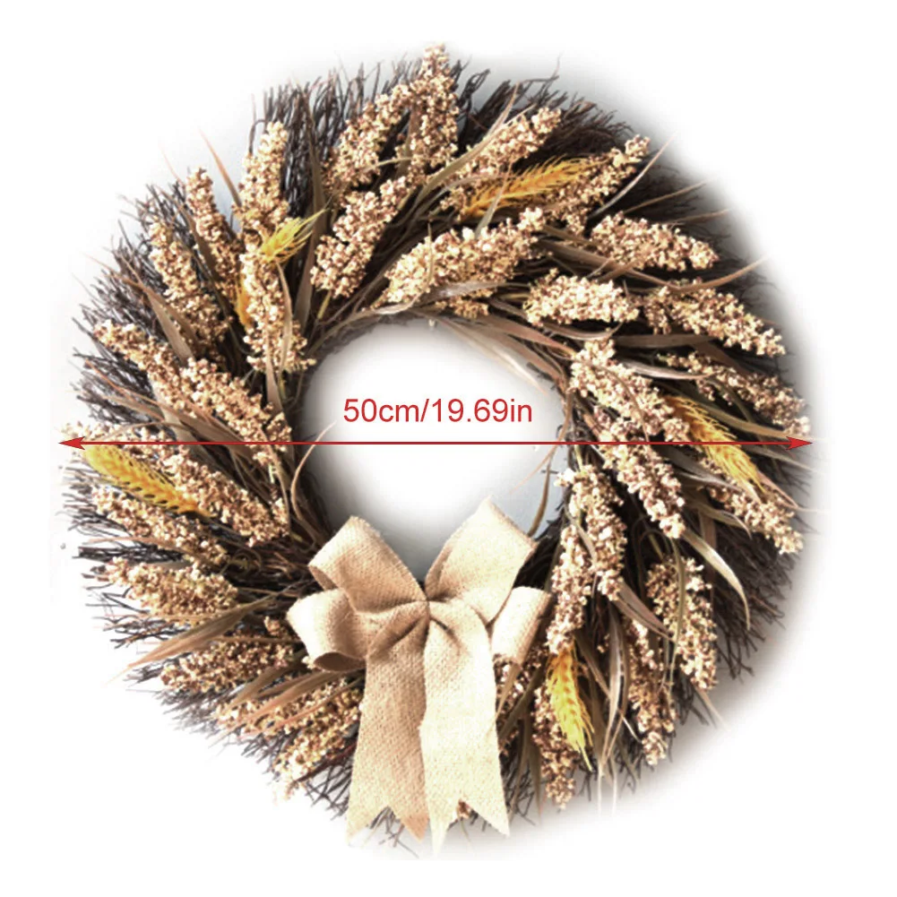 

Fall Wreath Elegantly Home Decoration Vivid Artificial Autumn Wreath with Yellow Leaves for Door Indoor Wall Wedding Window