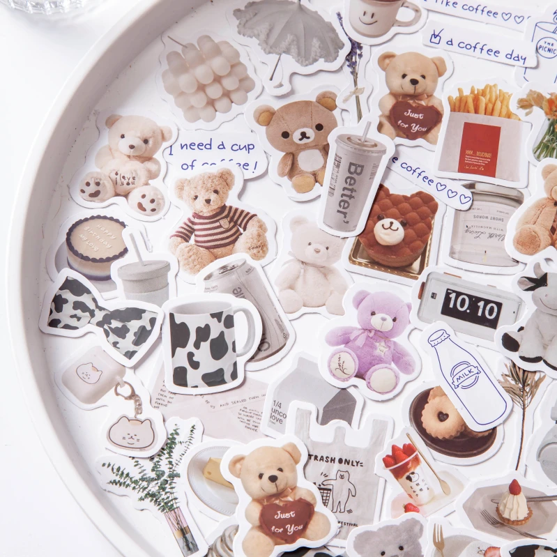 

40pcs / Cute Sticker Diary Korean Stationery Cartoon Doll Bear Cake Decoration DIY Aesthetic Sticker