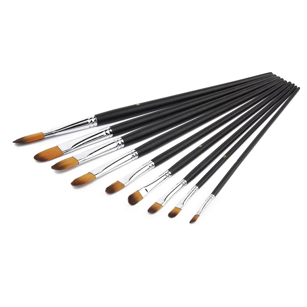 

9pcs Wooden Artist Flat Brush Set for Oil Paint Acrylic Paint