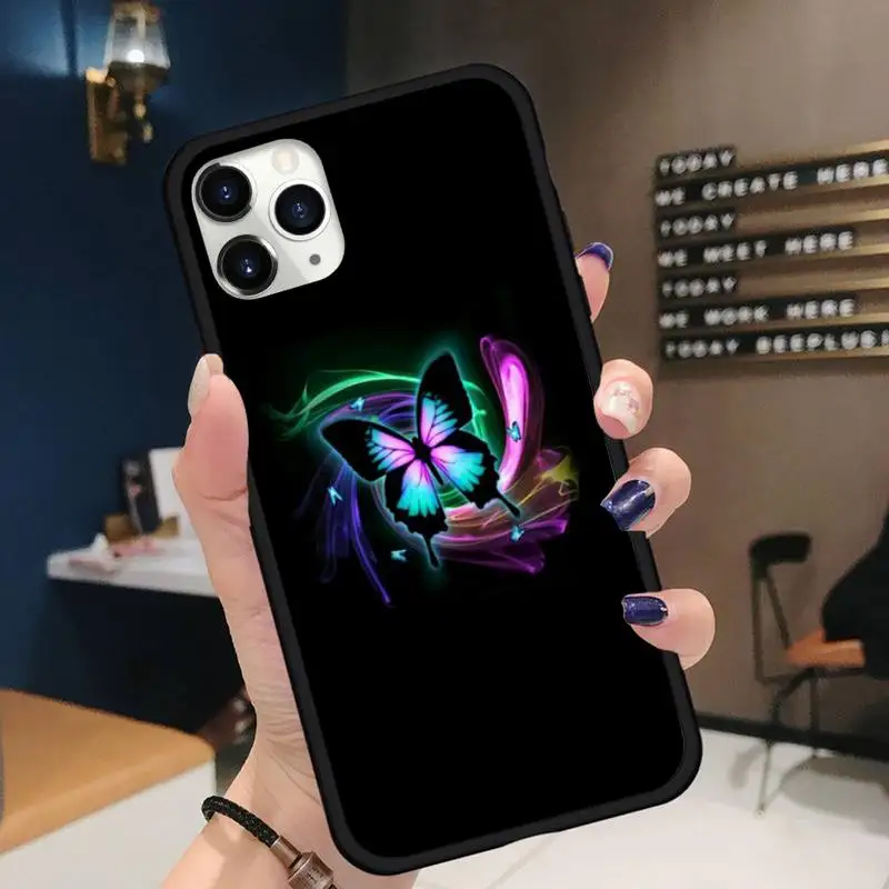 

Bling blue butterfly Phone Case for iPhone 11 12 pro XS MAX 8 7 6 6S Plus X 5S SE 2020 XR mini Funda