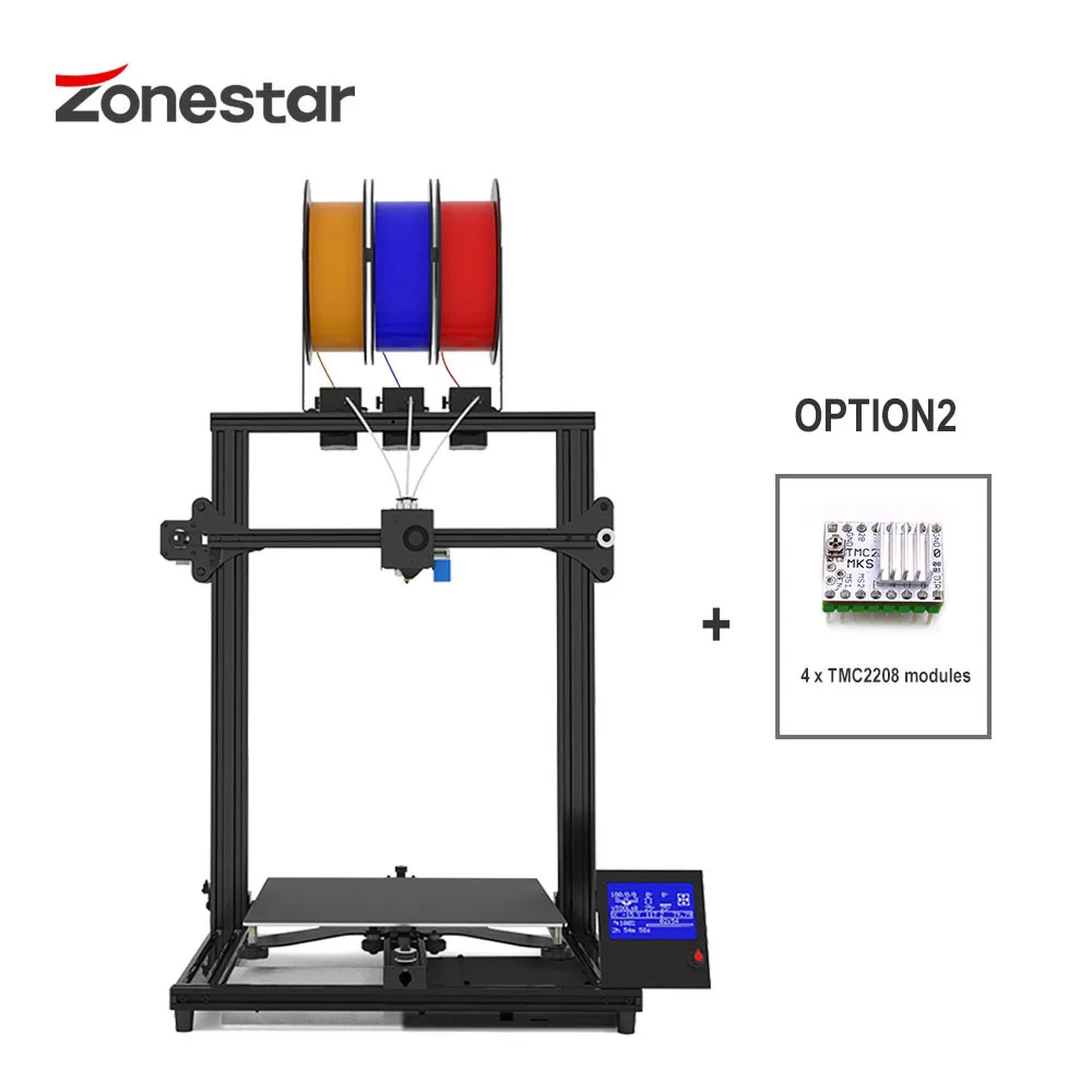 ZONESTAR Color FDM Large Size 3 Extruders 3-IN-1-OUT Mixing Color High Precision Resolution Easy Install 3D Printer DIY Kit Z8T