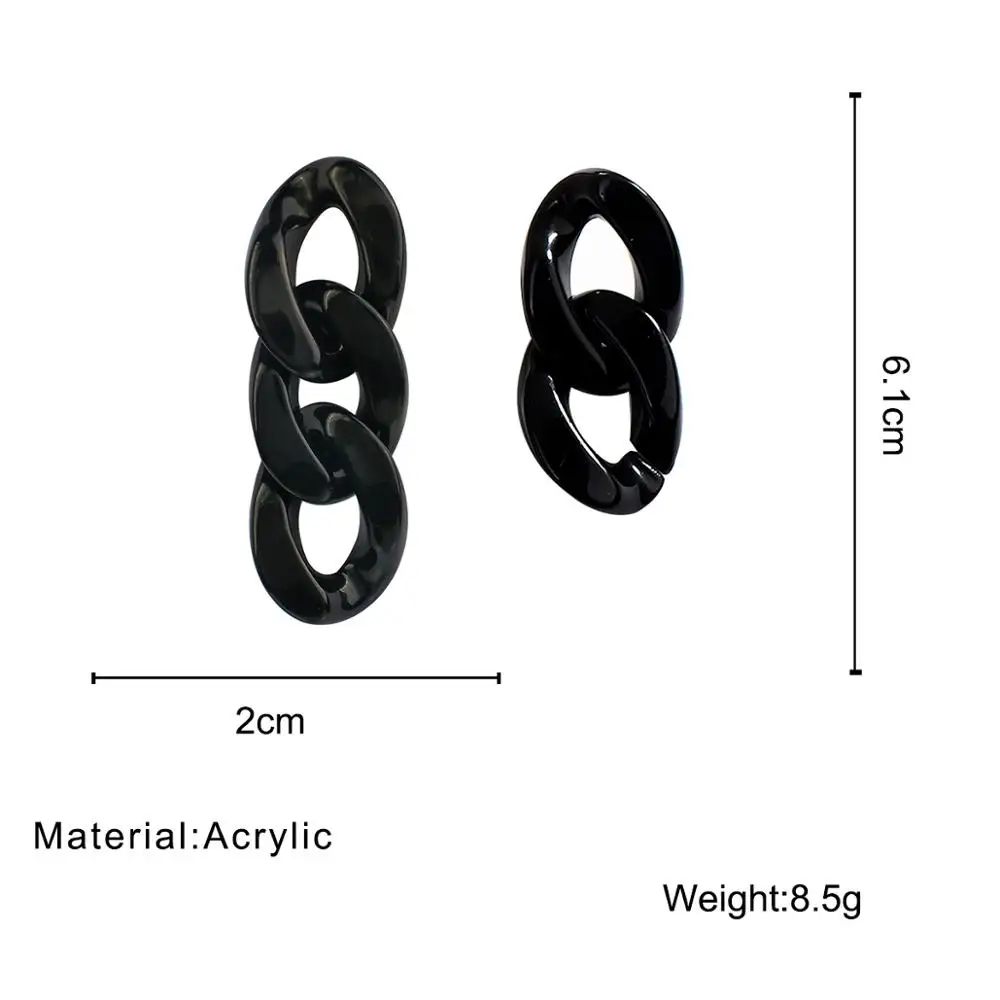 

Lifefontier 2020 New Asymmetry Long Chain Earrings Acrylic Geometric Black White Resin Drop Earrings for Women Boho Brincos