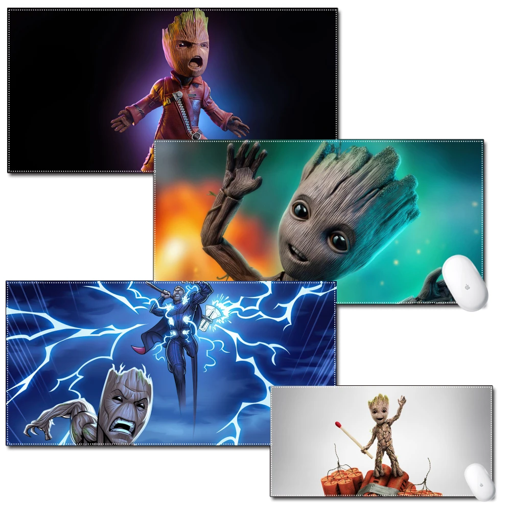 

Large Gaming Pad Cartoon 40x80cm 30x60cm Waterproof Multi-size Natural Rubber Desk Mat Rocket Raccoon Baby Groot
