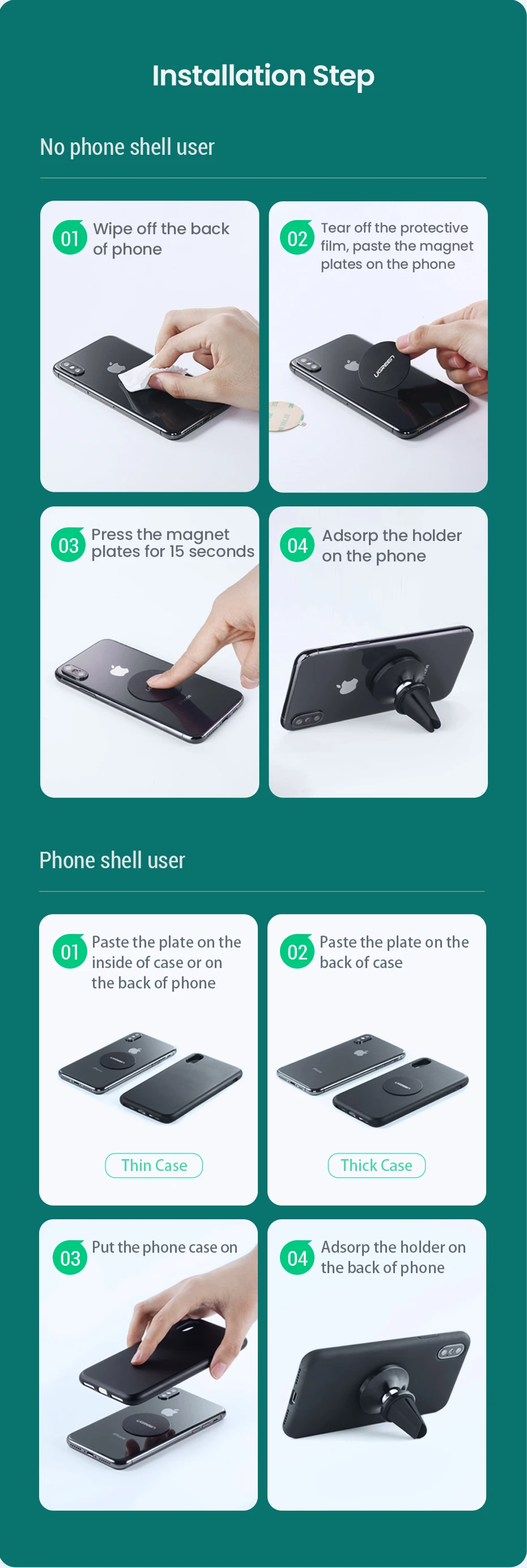 Ugreen Car Magnetic Phone Holder Cell Phone Mount Holder Stand In Car Smartphone Support Magnet for iPhone X Mobile Stand Holder