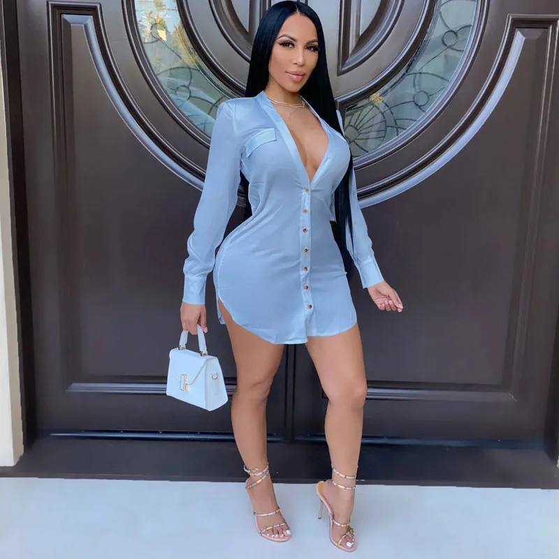 

Платье женское Облегающее, пикантное короткое белое клубвечерние нее платье с отложным воротником, на пуговицах, элегантная уличная одежда, рубашка