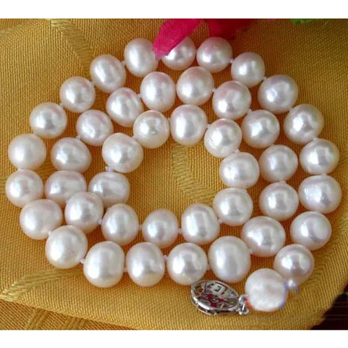 

Unique Pearls jewellery Store 9-10mm White Round Freshwater Pearl Necklace Luck Clasp Fine Jewelry Charming Women Gift