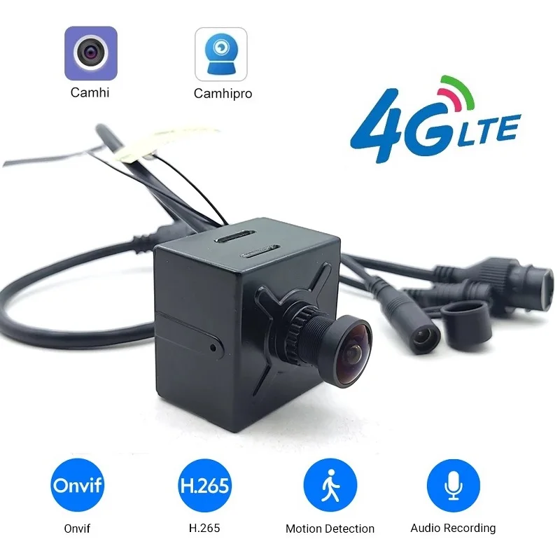 

2MP/5MP 4G LTE Mini IP Camera 3G/4G SIM Card Portable CCTV Pinhole Security Camera P2P Audio H265 Surveillance Monitor Camhi APP