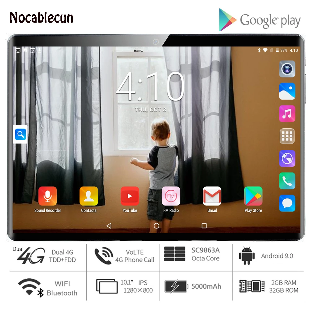 10 дюймовый планшет с восьмиядерным процессором ОЗУ 32 ГБ ПЗУ 4G LTE 2 мя слотами для SIM
