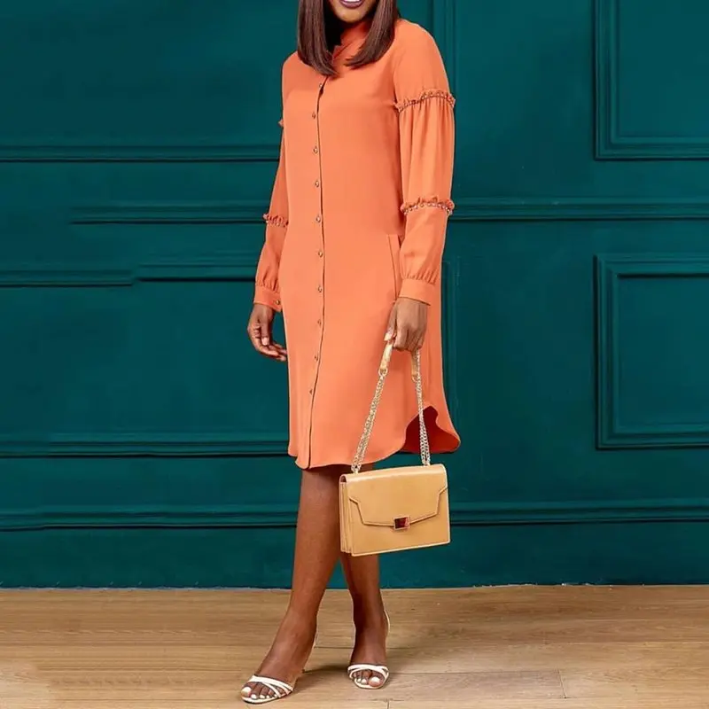 Африканское осеннее платье с длинным рукавом плюс размер женское повседневное