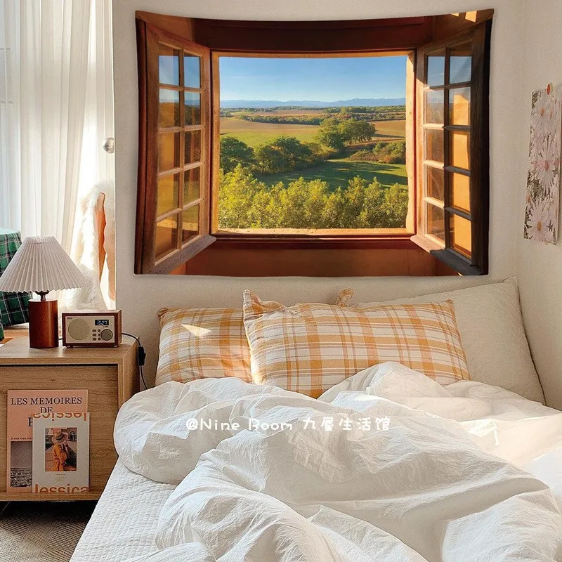 

Wall Sofa Tapestry Nordic Living Room Landscape Asthetic Bedroom Tapestry Farmhouse Decoration Wandtapijt Home Textile TZGT