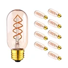 Антикварные гибкие трубчатсветодиодный ные лампы Genixgreen T45, спиральная нить, Янтарное стекло, лампа Эдисона, E27 220 В, светодиодсветодиодный лампы с регулируемой яркостью