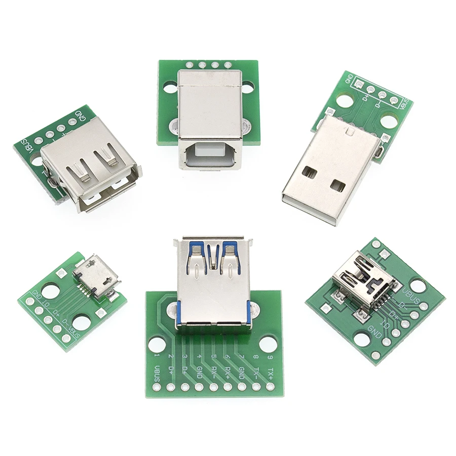 10 шт. USB разъем типа папа/MINI MICRO Для DIP адаптера 2 54 мм 5pin гнездовой B 0