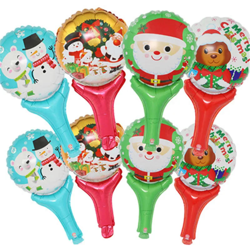 

5pcs Hand Stick Headband Santa Snowman Elk Foil Balloon Christmas Cartoon Headband Hand Stick Wholesale