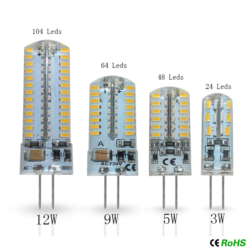 6 шт./лот G9 светодиодные свечи лампы G4 кукурузные 24 48 64 69 104 светодиодов