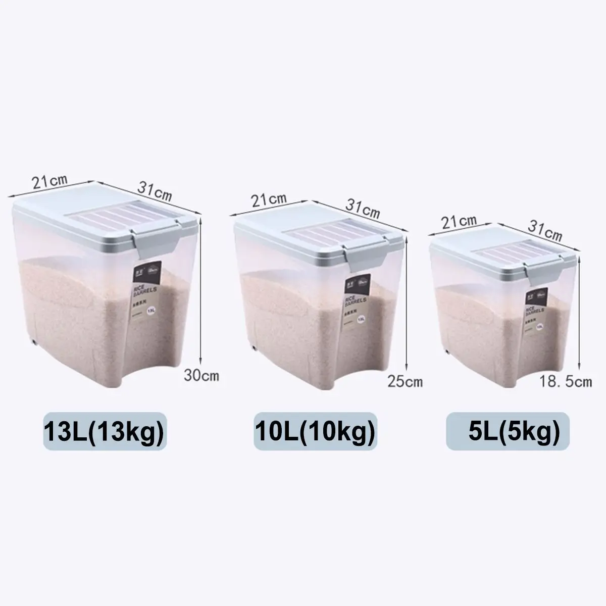 

PP Food Storage Box Plastic Clear Container Set with Pour Lids Kitchen Storage Bottles Jars Dried Grains Tank 5-12L