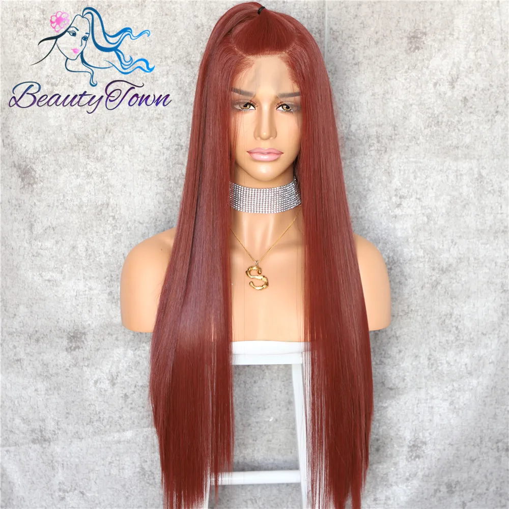 BeautyTown красный 13x6 Количество кружева свободная часть Futura NoTangle термостойкие волосы на каждый день свадебный макияж слой синтетический парик с кружевом спереди