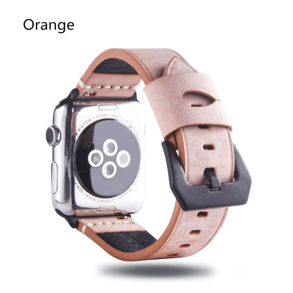 Матовые кожаные ремешки для Apple Watch 38 42 мм ремешок Пряжка винтажные Ремешки