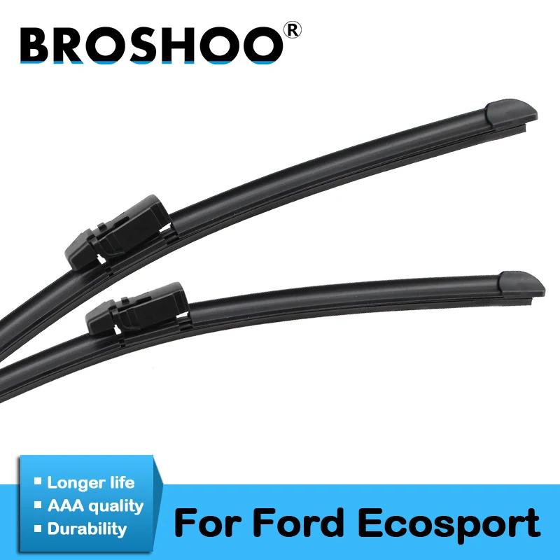 

BROSHOO Car Windshield Wiper Blade Natural Rubber For Ford Ecosport Fit Top Lock/Push Button/Hook Arms 2013 2014 2015 2016 2017