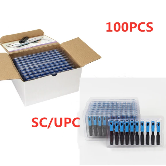 100pcs 100 шт. встроенный SC UPC волоконно-оптический Быстрый разъем FTTH одномодовый волоконно-оптический SC быстрый разъем SC адаптер полевой сборки - Color: 100pcs