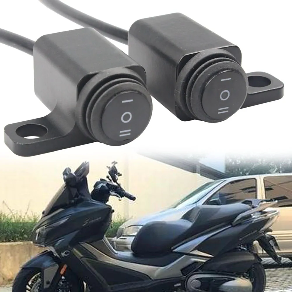 

12V Motorcycle Switch 10mm Mirror Mount Waterproof Motorbike Headlight Hazard Brake Fog Lights ON-OFF-ON Switch Button