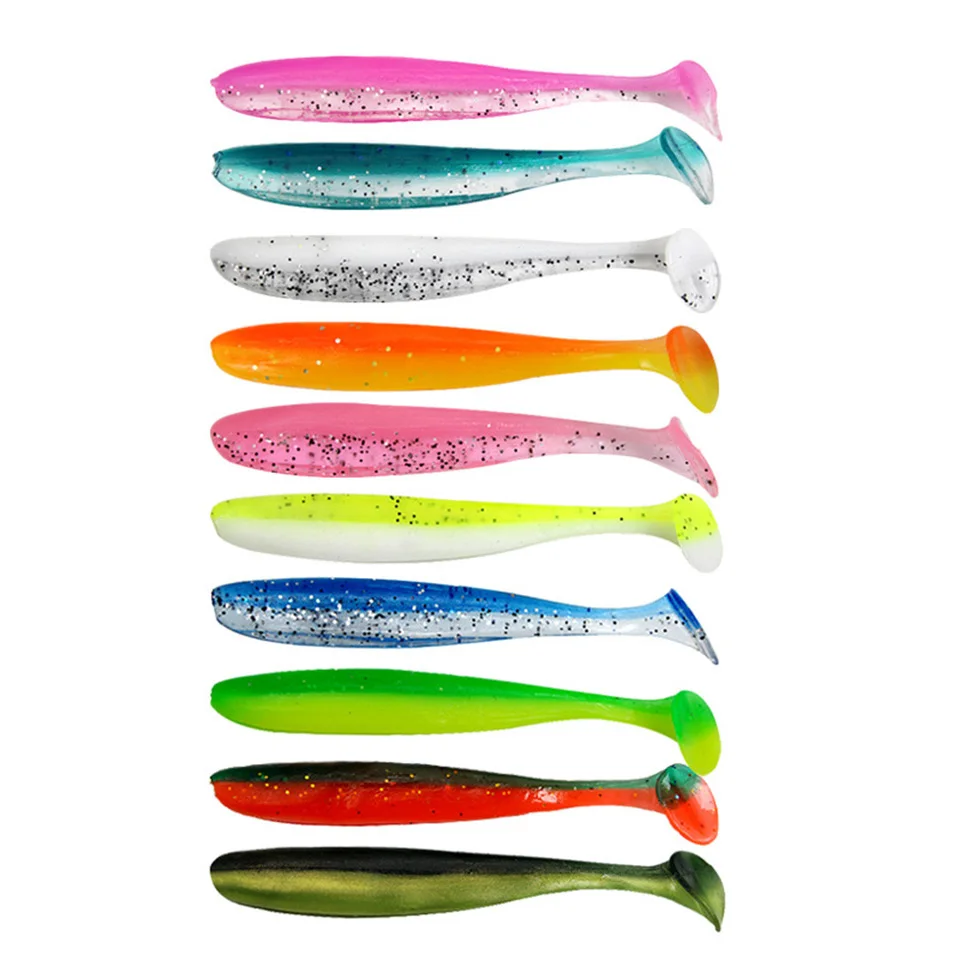 

10pcs/lot Shad Worm Soft Bait 55mm 70mm 90mm T Tail Jigging Wobblers Fishing Lure Tackle Bass Pike Aritificial Silicone Swimbait