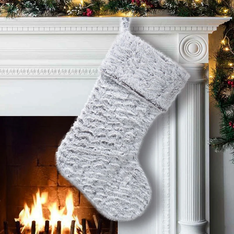 

Plush Christmas Stockings Gift Bag Cloth Gift Candy Container Bags Xmas Hanging Stockings Christmas Decorations Stocking