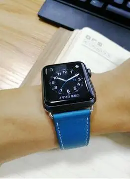 Синий Высокое качество ремешок для часов iwatch 5 4 3 2 1 для Apple Watch ремешок кожаный ремешок 42 мм 38 мм 40 мм 44 мм серия 5 - Цвет ремешка: Синий