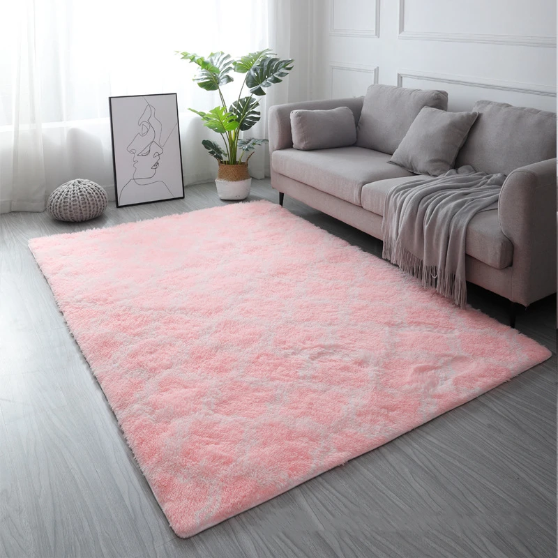 

Nordic style tie-dyed living room carpet thickened bedside rug balcony decoration carpet high-density sponge non-slip rug