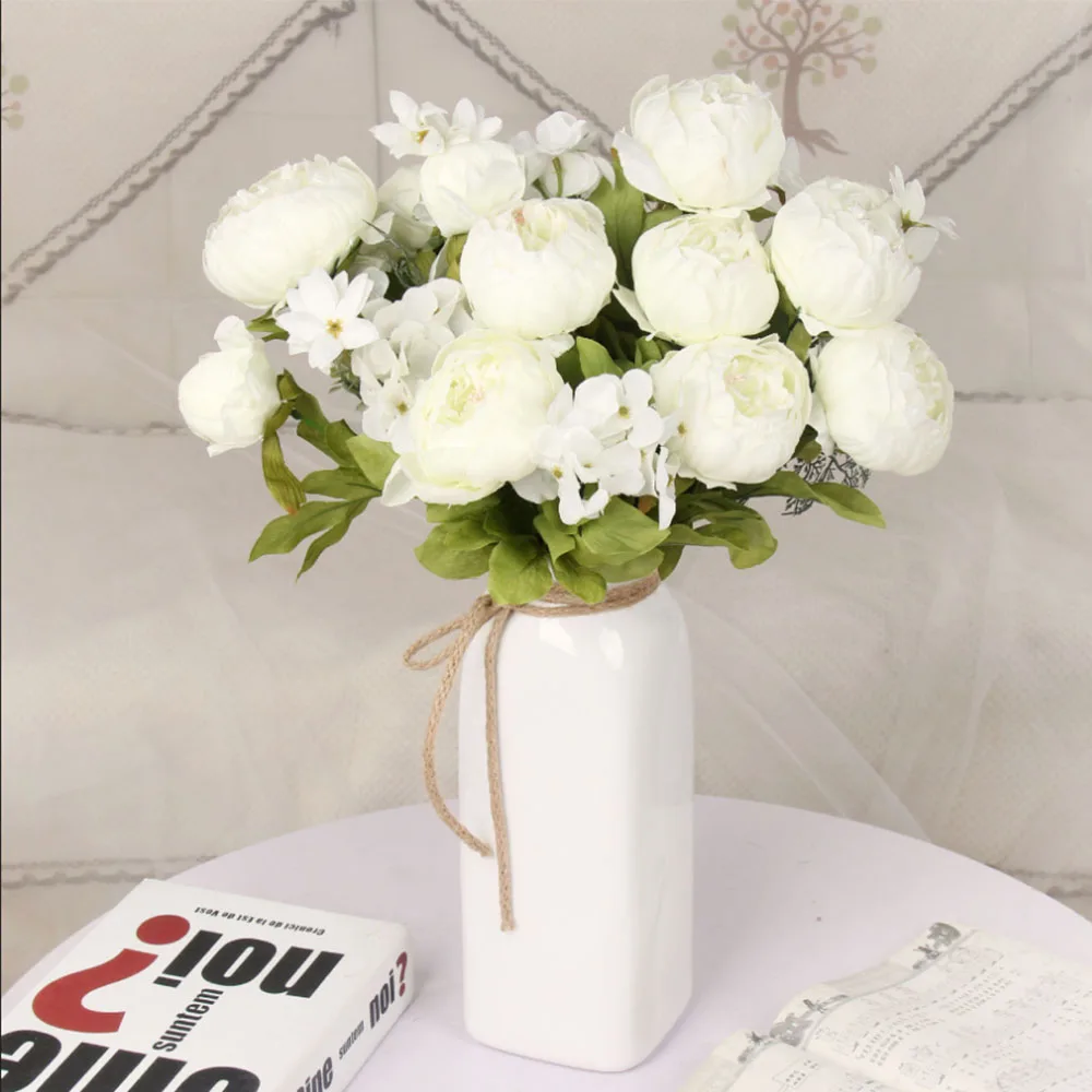 1 букет европейских искусственных пионов декоративные Вечерние шелковые