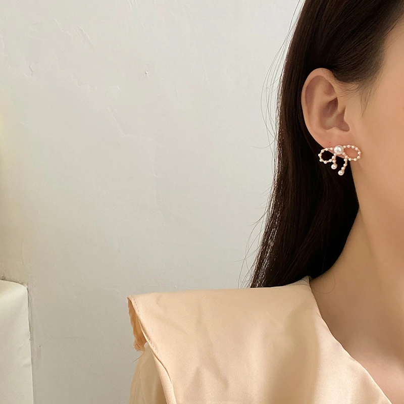

S925 needle Sweet Jewelry Bow Earrings Popular Style Simulated Pearl Delicate Bowknot Earrings For Girl Lady Gifts