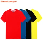 Брендовая новая детская Однотонная футболка летние топы с короткими рукавами для маленьких мальчиков и девочек, детская повседневная одежда костюм для подростков, для От 3 до 15 лет