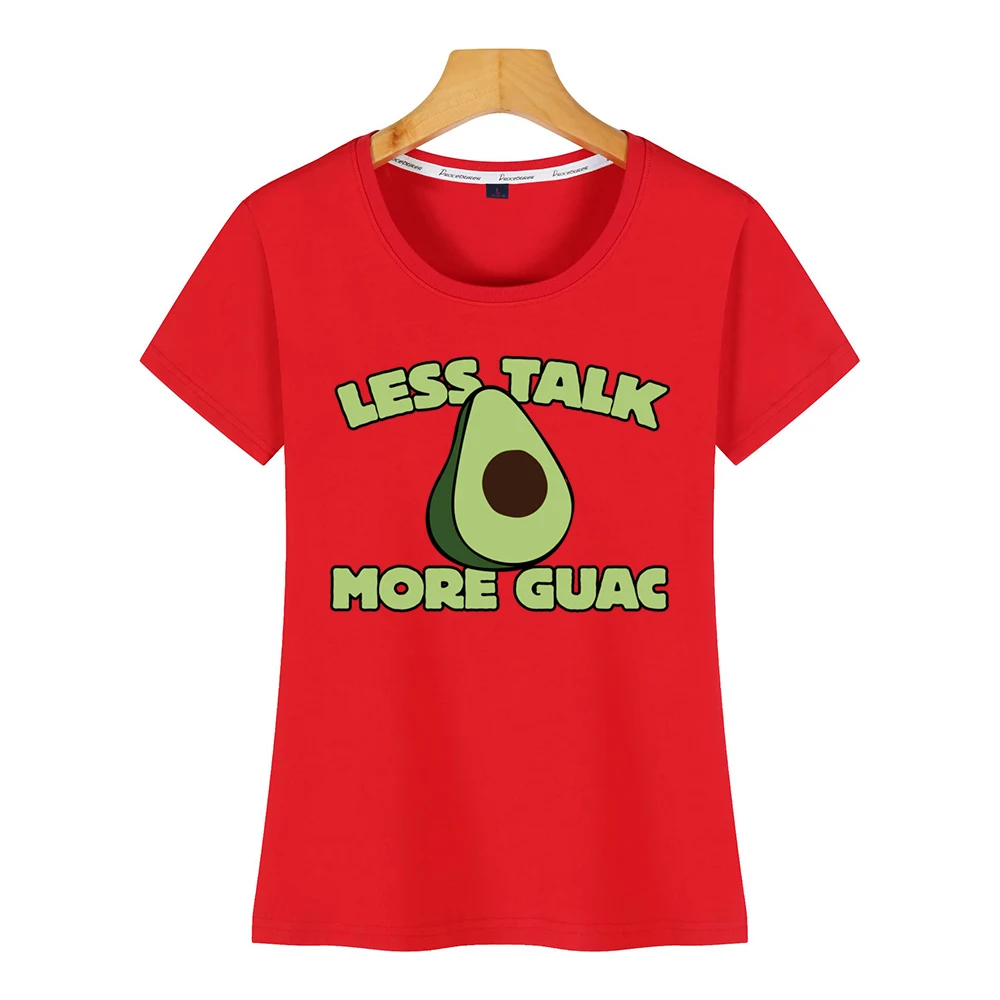 Tops T Shirt Women less talk more guac avaca Comic Inscriptions Cotton Female Tshirt | Женская одежда